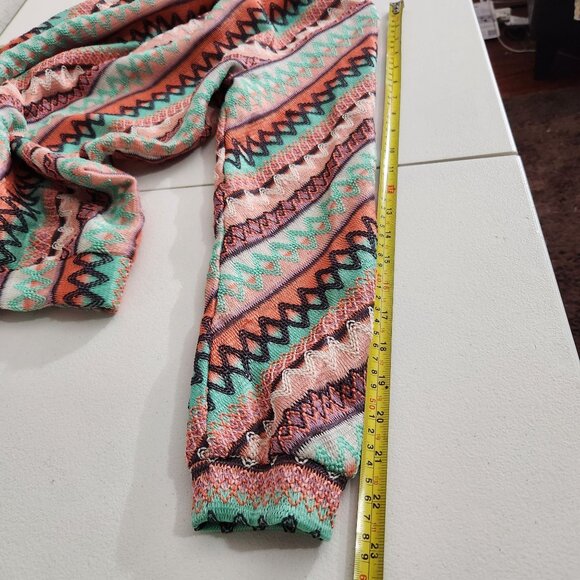 Signature 8 Colorful Knit Cardigan Sweater Zigzag Medium Boho Festival - Picture 11 of 13